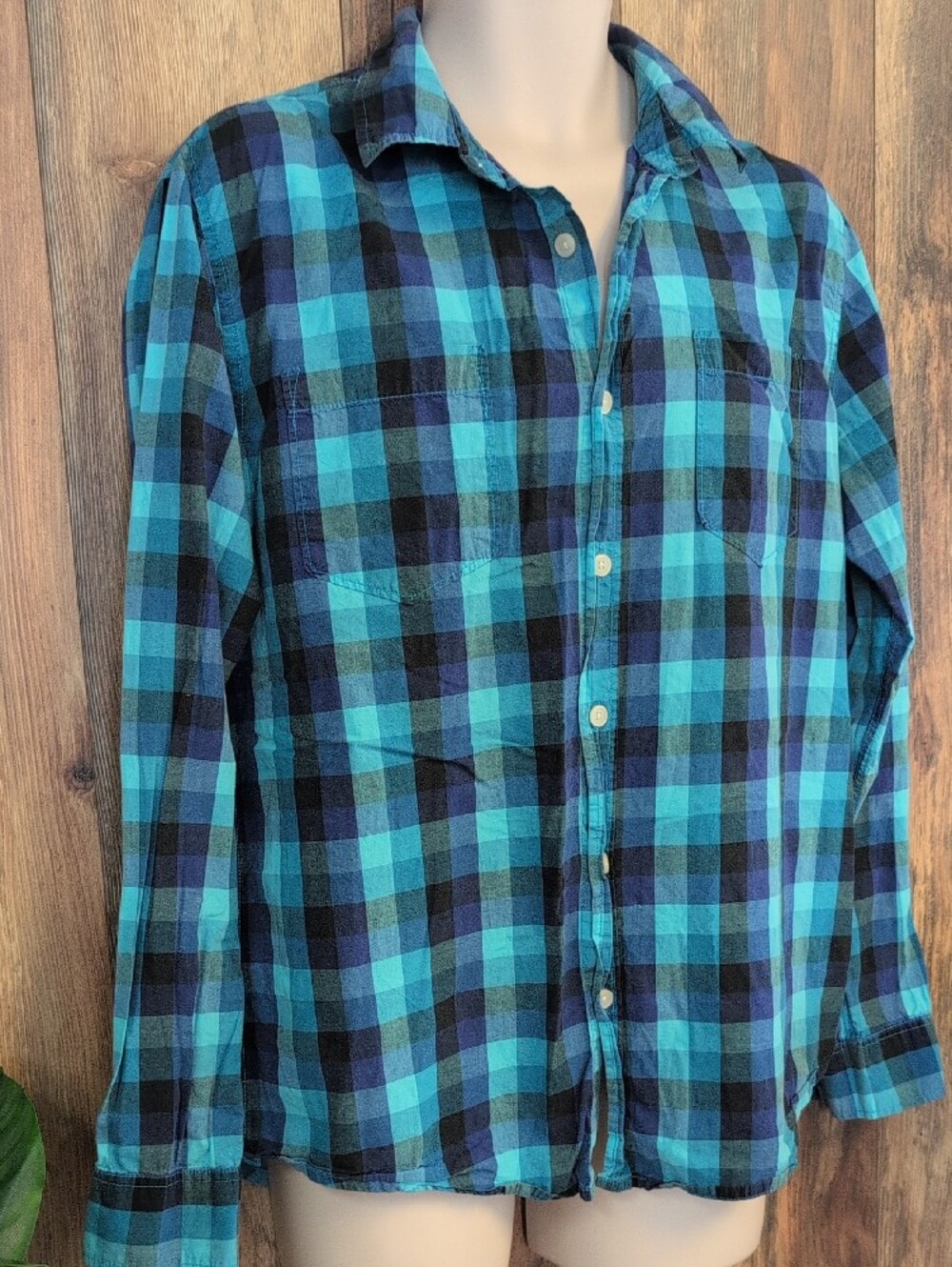 Warp and Weft Men's Plaid Button-Down Shirt L        793A